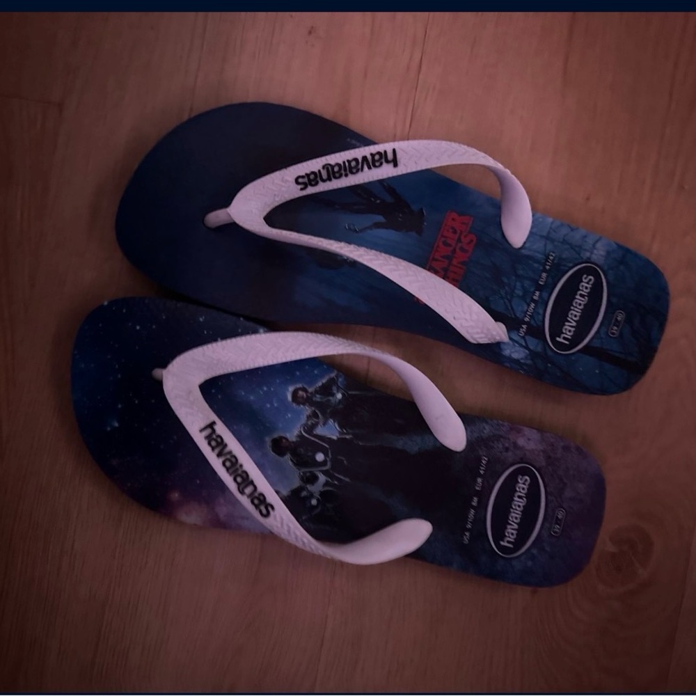 Havaianas Stranger Things Blue and Black Flip Flops